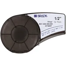 Brady M21-500-595-BK -лента виниловая, 12.7mm/6.4m (белый на черном)