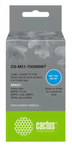 Картридж ленточный Cactus CS-M21-750595WT черный для Brady BMP21-PLUS, BMP21-LAB-0