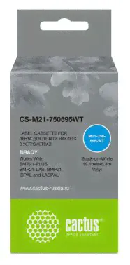 Картридж Cactus ленточный черный для Brady BMP21-PLUS/BMP21-LAB CS-M21-750595WT