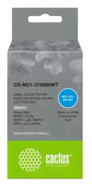 Картридж ленточный Cactus CS-M21-375595WT черный для Brady BMP21-PLUS, BMP21-LAB
